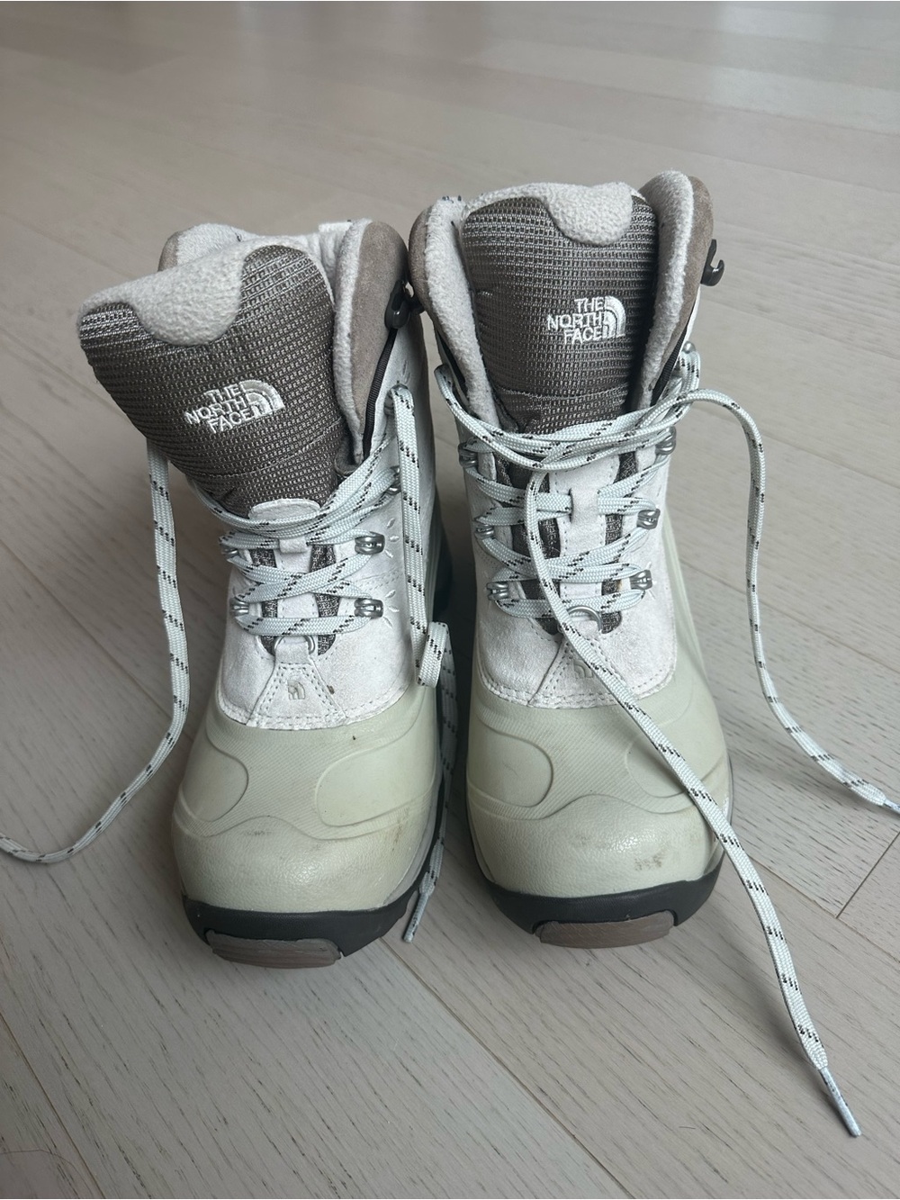 The North Face Kids Light Beige and Taupe Winter Hiking Boots